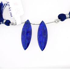 Lapis Drops Marquise Shape 30x10mm Drilled Bead Matching Pair