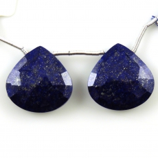 Lapis Drops Tear Shape 20x20MM Drilled Beads Matching Pair