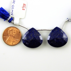 Lapis Drops Tear Shape 20x20MM Drilled Beads Matching Pair