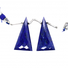 Lapis Drops Trillion Shape 29X16MM Drilled Beads Matching Pair.