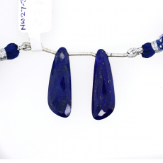 Lapis Drops Wing Shape 30x10mm Drilled Bead Matching Pair