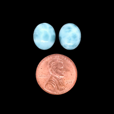 Larimar Cab Oval 12x10mm Matching Pair Approximately 10 Carat