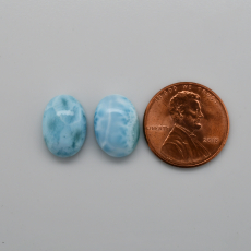 Larimar Cab Oval 14X10X4mm  Matching Pair Approximately 10 Carat.