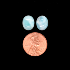 Larimar Cabs Oval 11x9mm Matching Pair Approximately 8 Carat