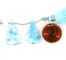 Larimar Drops Conical Shape 25x16mm Drilled Bead Matching Pair