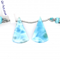 Larimar Drops Conical Shape 25x16mm Drilled Bead Matching Pair