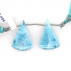 Larimar Drops Conical Shape 26x18mm Drilled Bead Matching Pair