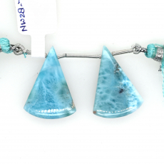 Larimar Drops Conical Shape 27x19mm Drilled Bead Matching Pair
