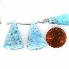 Larimar Drops Conical Shape 28x19mm Drilled Bead Matching Pair
