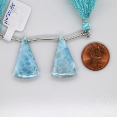 Larimar Drops Conical Shape 29x18mm Drilled Bead Matching Pair