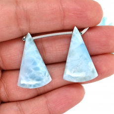 Larimar Drops Conical Shape 29x18mm Drilled Bead Matching Pair