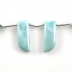 Larimar Drops Fancy Shape 23x9mm Drilled Beads Matching Pair