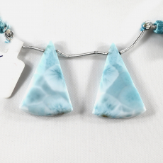 Larimar Drops Trillion Shape mm Drilled Beads Matching Pair
