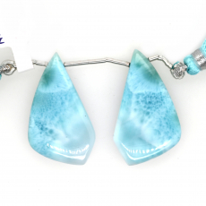 Larimar Drops Wing Shape 32x20mm Drilled Bead Matching Pair
