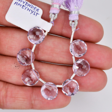Lavender Amethyst Drops Round 10mm Drilled Beads 7 Pieces Line