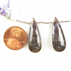 Lavender Moss Agate Drops Almond Shape 27x11mm Drilled Beads Matching Pair