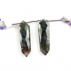 Lavender Moss Agate Drops Fancy Shape 32x9mm Drilled Beads Matching Pair