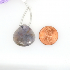 Lavender Moss Agate Drops Heart Shape 22x22mm Drilled Beads Single Piece