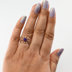 Lavender Purple Sapphire Round 0.62 Carat Ring In 14K Rose Gold Accented With Diamonds