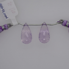 Lavender Quartz Drop Briolette Shape 21x11mm Drilled Bead Matching Pair