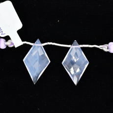 Lavender Quartz Drop Diamond Shape 27x16mm Drilled Bead Matching Pair