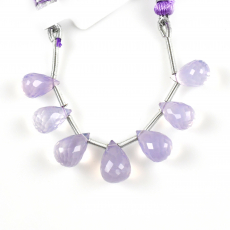 Lavender Quartz Drops Briolette Shape 11x7mm to 10x6Drilled Beads 7 Pieces Line