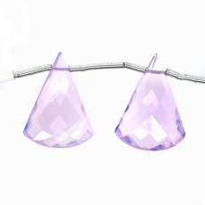 Lavender Quartz Drops Conical Shape 22x16mm Drilled Beads Matching Pair
