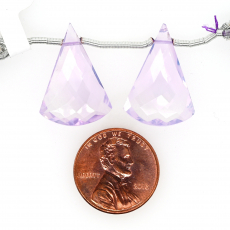 Lavender Quartz Drops Conical Shape 23x16mm Drilled Beads Matching Pair