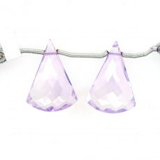 Lavender Quartz Drops Conical Shape 23x16mm Drilled Beads Matching Pair