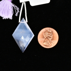 Lavender Quartz Drops Diamond Shape 31x20mm Drilled Bead Single Piece