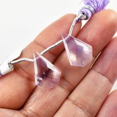 Lavender Quartz Drops Fancy Shape 20x14mm Drilled Beads Matching Pair
