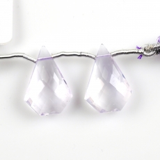 Lavender Quartz Drops Fancy Shape 20x14mm Drilled Beads Matching Pair