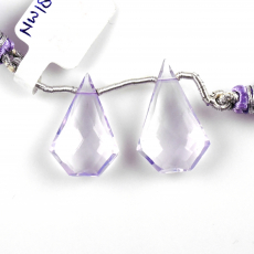 Lavender Quartz Drops Fancy Shape 23x14mm Drilled Beads Matching Pair