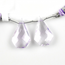 Lavender Quartz Drops Fancy Shape 23x15mm Drilled Beads Matching Pair