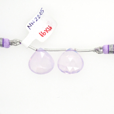 Lavender Quartz Drops Heart Shape 16 x16mm Drilled Beads Matching Pair
