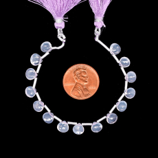 Lavender Quartz Drops Heart Shape 6mm Drilled Beads 15 Pieces