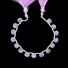Lavender Quartz Drops Heart Shape 6mm Drilled Beads 15 Pieces