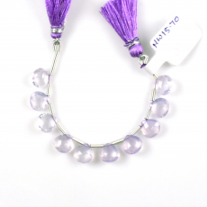 Lavender Quartz Drops Heart Shape 8x8mm Drilled Beads 10 Pieces Line