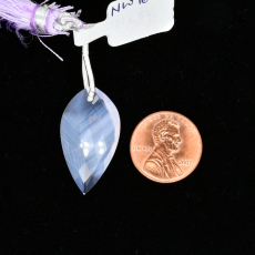 Lavender Quartz Drops Leaf Shape 28x15mm Drilled Bead Single Piece
