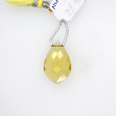 Lemon Quartz Drop Leaf Shape 26x16mm Drilled Bead Single Piece