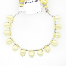 Lemon Quartz Drops Cab 9x7mm Drilled Beads 13 Pieces Line