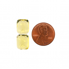 Lemon Quartz Emerald Cut 12x10mm Matching Pair Approximately 11 Carat