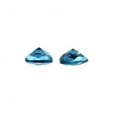 London Blue Topaz Cushion Checkerboard Top 7mm Matching Pair Approximately 3.10 Carat