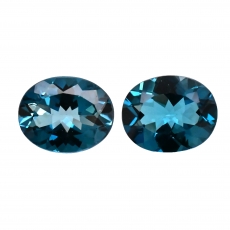 London Blue Topaz Oval 11x9mm Matching Pair Approximately 7.30 Carat