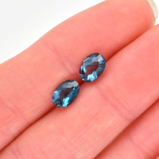 London Blue Topaz Oval 7x5mm Matching Pair Approximately 1.70 Carat