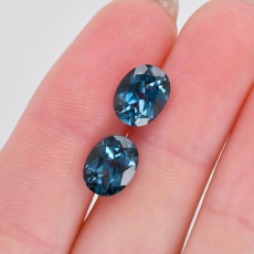 London Blue Topaz Oval 9x7mm Matching Pair Approximately 4 Carat