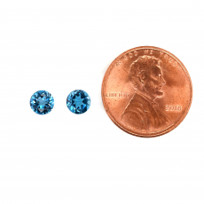 London Blue Topaz Round 5mm Matching Pair Approximately 1.07 Carat
