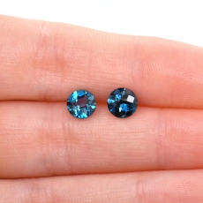 London Blue Topaz Round 6mm Matching Pair Approximately 1.95 Carat