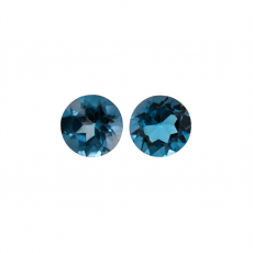 London Blue Topaz Round 9mm Matching Pair Approximately 6.20 Carat