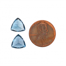 London Blue Topaz Trillion 10mm Matching Pair Approximately 7.19 Carat